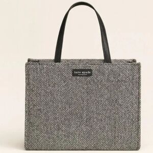 Kate Spade Herringbone Tweed Shoulder Bag Gray